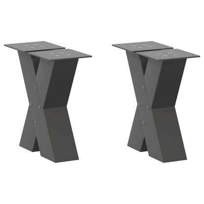 Anthracite Steel X-Shaped Coffee Table Legs, 2pcs, Adjustable 40cm