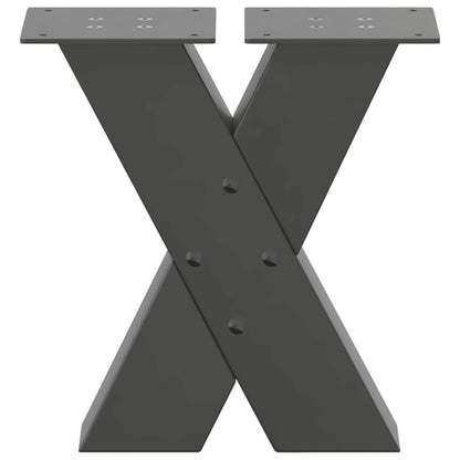 Anthracite Steel X-Shaped Coffee Table Legs, 2pcs, Adjustable 40cm