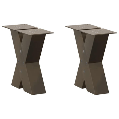 X-Shaped Natural Steel Coffee Table Legs, 2 Pcs, 40x30-31 cm