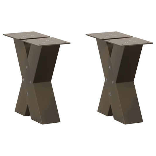 X-Shaped Natural Steel Coffee Table Legs, 2 Pcs, 40x30-31 cm