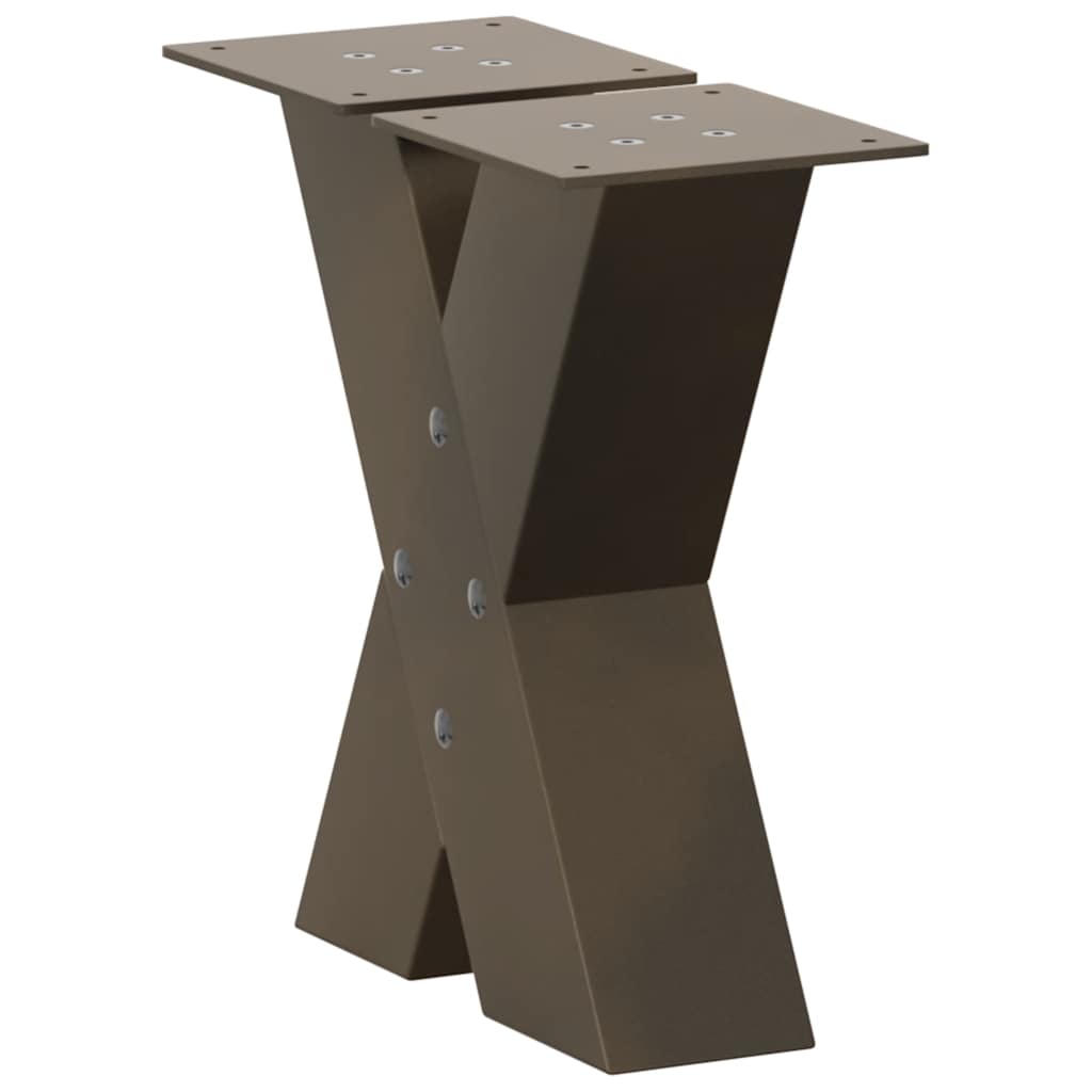 X-Shaped Natural Steel Coffee Table Legs, 2 Pcs, 40x30-31 cm