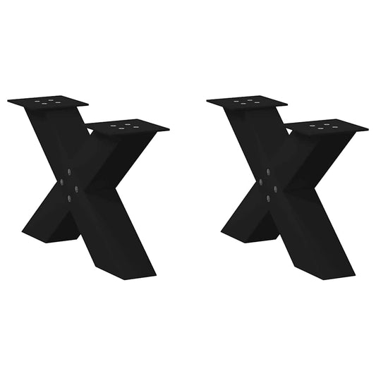 Black Steel X-Shaped Coffee Table Legs, 2 Pcs, Adjustable 50x30-31 cm