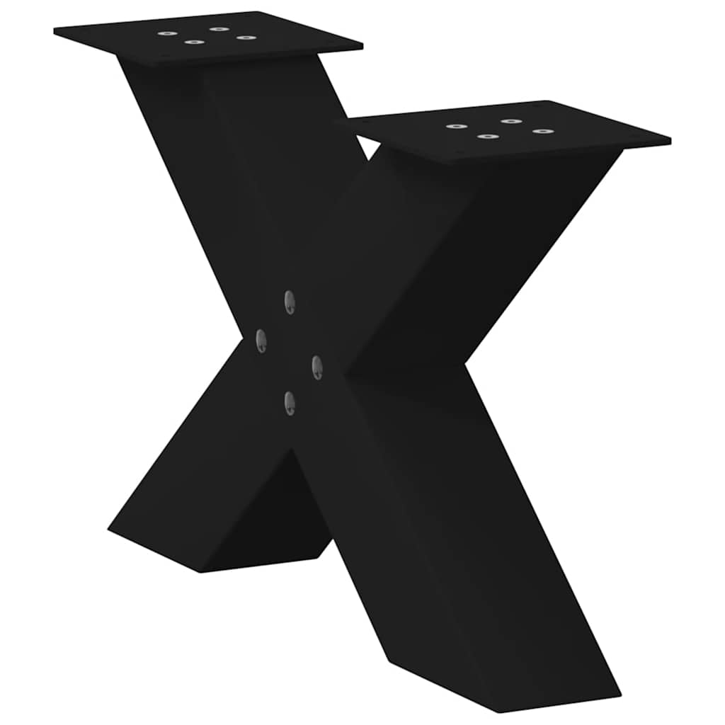 Black Steel X-Shaped Coffee Table Legs, 2 Pcs, Adjustable 50x30-31 cm