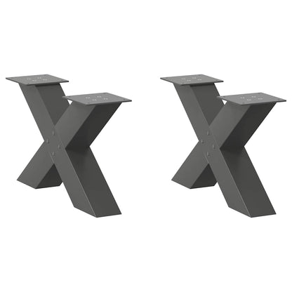 Anthracite Steel X-Shaped Coffee Table Legs, 2 pcs - Adjustable Height