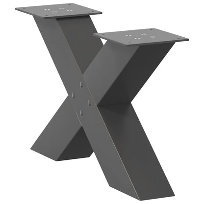 Anthracite Steel X-Shaped Coffee Table Legs, 2 pcs - Adjustable Height