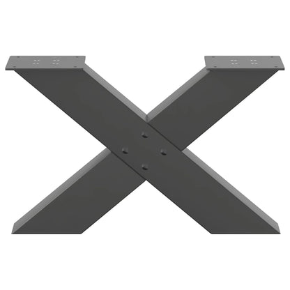 Anthracite Steel X-Shaped Coffee Table Legs, 2 pcs - Adjustable Height