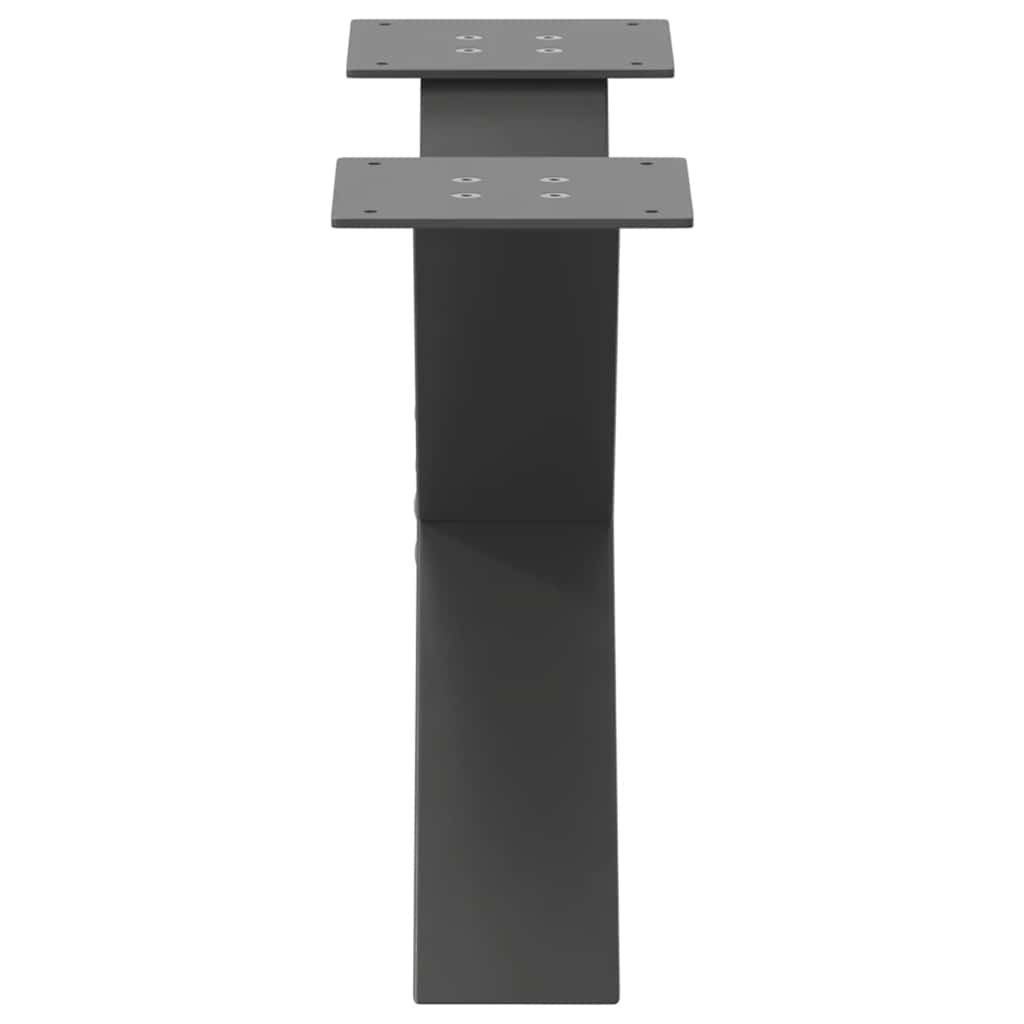 Anthracite Steel X-Shaped Coffee Table Legs, 2 pcs - Adjustable Height