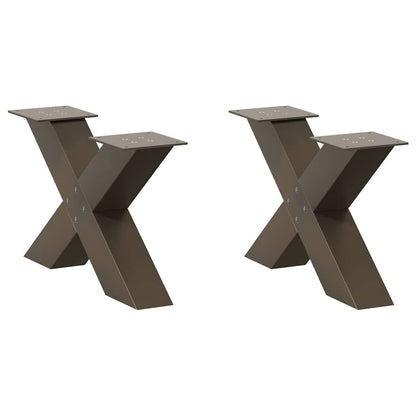 Natural Steel X-Shaped Coffee Table Legs, 2 Pcs, Adjustable Heights