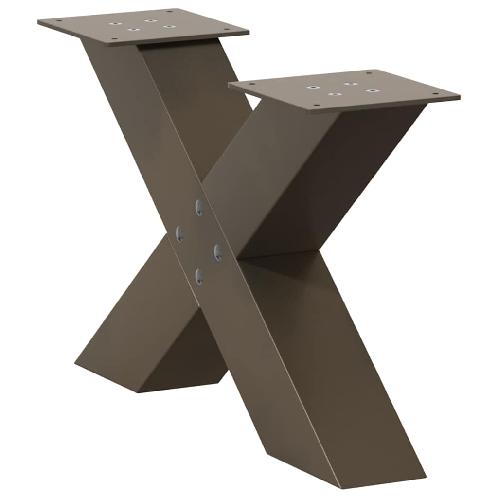 Natural Steel X-Shaped Coffee Table Legs, 2 Pcs, Adjustable Heights