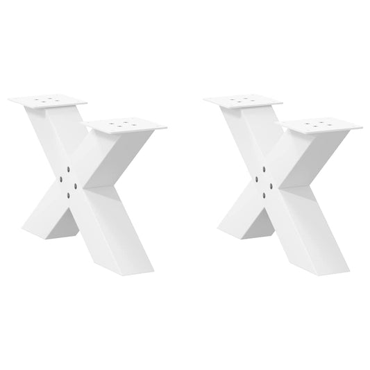 White Steel X-Shaped Coffee Table Legs, 2 Pcs, 60x(30-31) cm