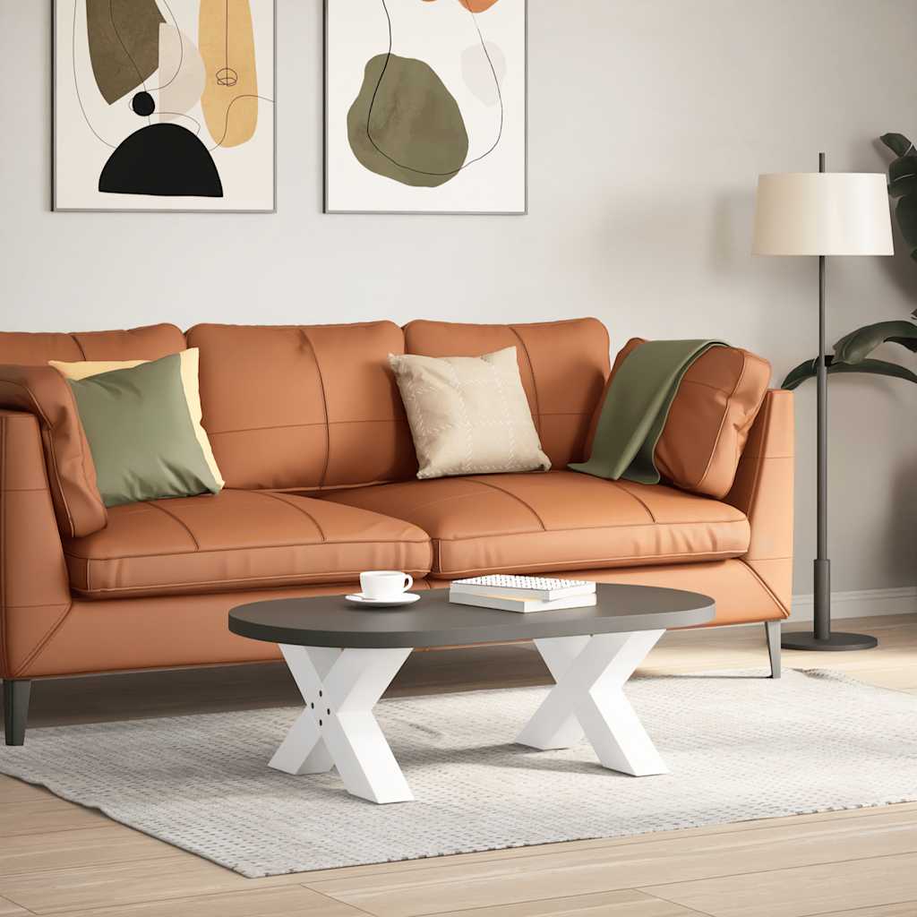 White Steel X-Shaped Coffee Table Legs, 2 Pcs, 60x(30-31) cm