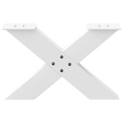 White Steel X-Shaped Coffee Table Legs, 2 Pcs, 60x(30-31) cm