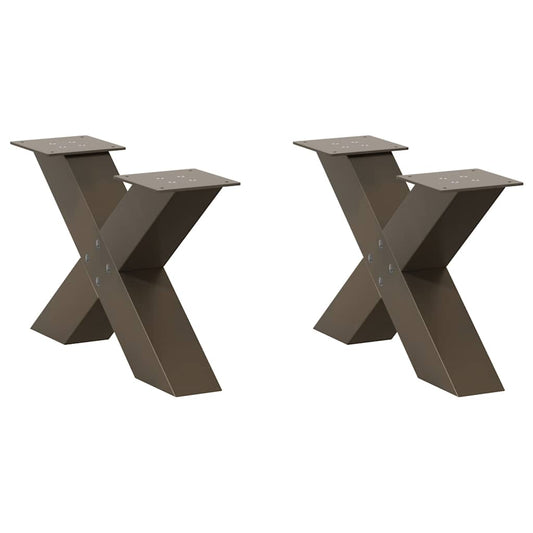 X-Shaped Natural Steel Coffee Table Legs, 2 pcs, Adjustable 60 cm