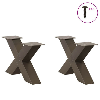 X-Shaped Natural Steel Coffee Table Legs, 2 pcs, Adjustable 60 cm