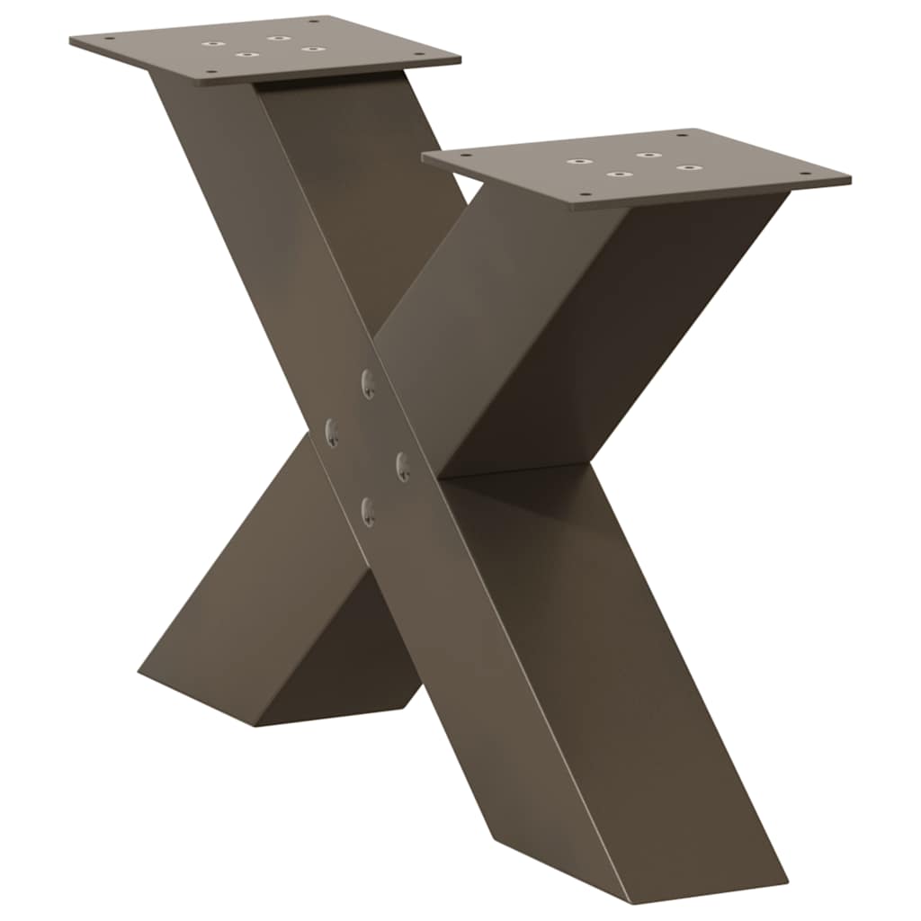 X-Shaped Natural Steel Coffee Table Legs, 2 pcs, Adjustable 60 cm