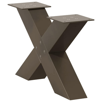 X-Shaped Natural Steel Coffee Table Legs, 2 pcs, Adjustable 60 cm