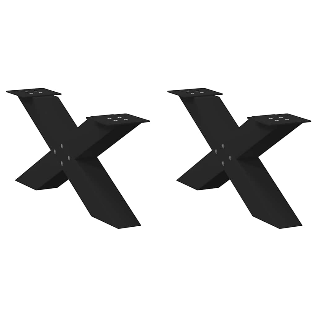 Black X-Shaped Steel Coffee Table Legs, Set of 2, 70cm Adjustable