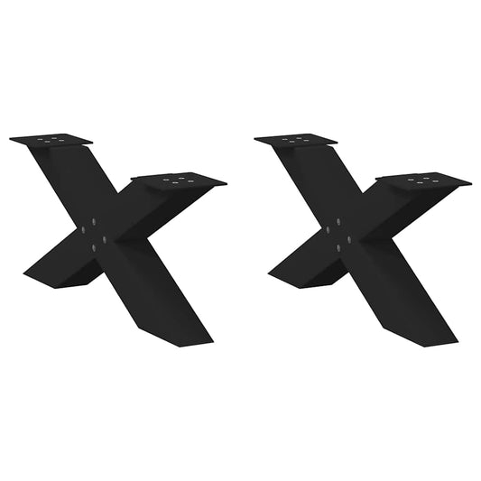 Black X-Shaped Steel Coffee Table Legs, Set of 2, 70cm Adjustable