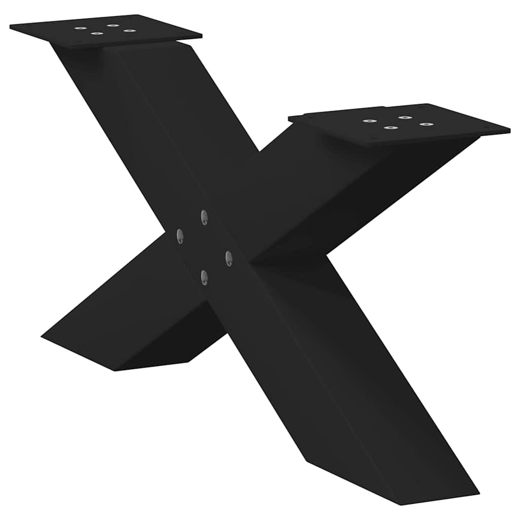 Black X-Shaped Steel Coffee Table Legs, Set of 2, 70cm Adjustable