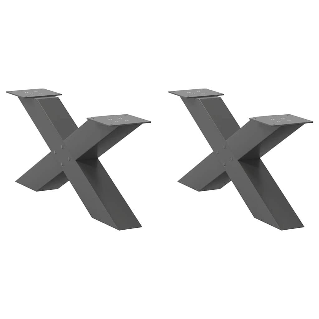 Anthracite Steel X-Shaped Coffee Table Legs 2pcs, Adjustable 70cm