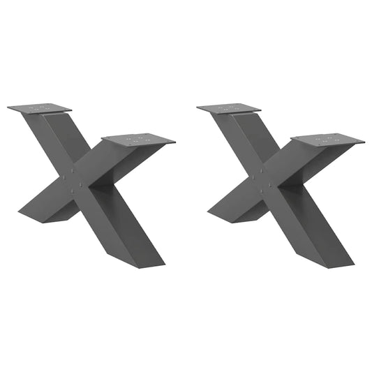 Anthracite Steel X-Shaped Coffee Table Legs 2pcs, Adjustable 70cm