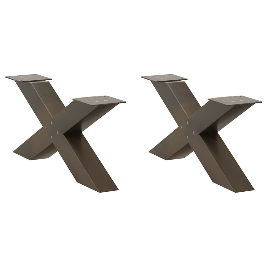 Natural Steel X-Shaped Coffee Table Legs Set - 70x30-31 cm