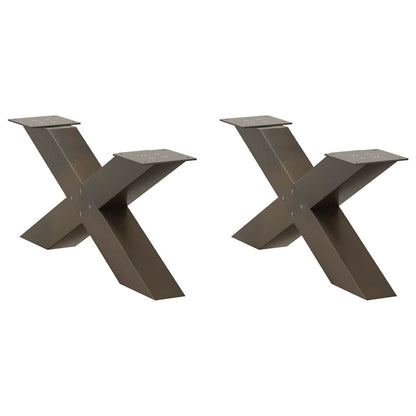 Natural Steel X-Shaped Coffee Table Legs Set - 70x30-31 cm