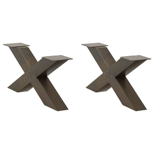 Natural Steel X-Shaped Coffee Table Legs Set - 70x30-31 cm