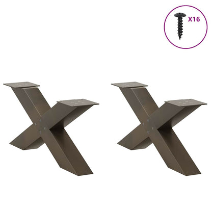 Natural Steel X-Shaped Coffee Table Legs Set - 70x30-31 cm