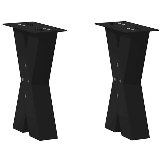 X-Shaped Black Steel Coffee Table Legs, 2pcs, 28x(42-43)cm