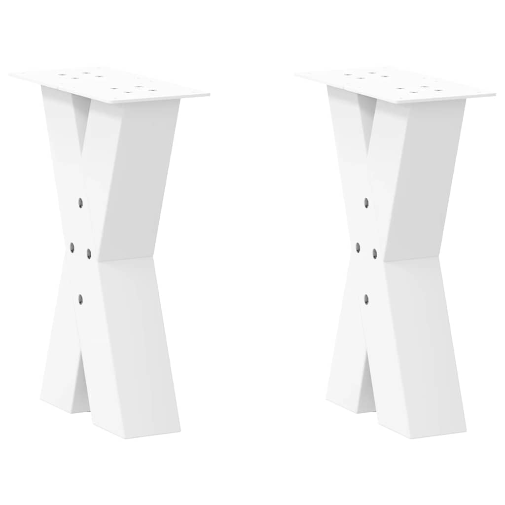 White X-Shaped Steel Coffee Table Legs, 2 pcs Set, 28x(42-43) cm