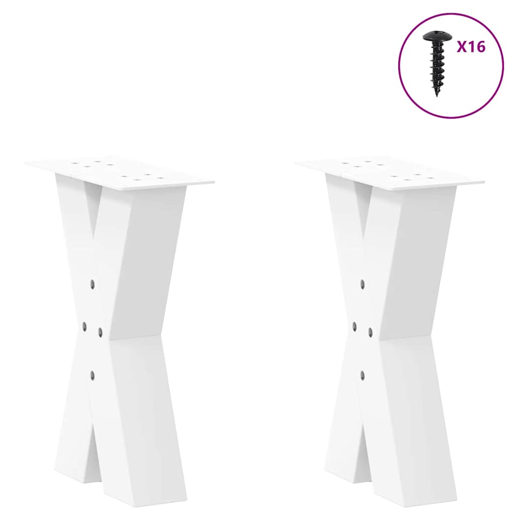 White X-Shaped Steel Coffee Table Legs, 2 pcs Set, 28x(42-43) cm
