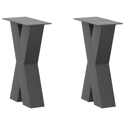 Anthracite Steel X-Shaped Coffee Table Legs 2pcs, Adjustable 28cm