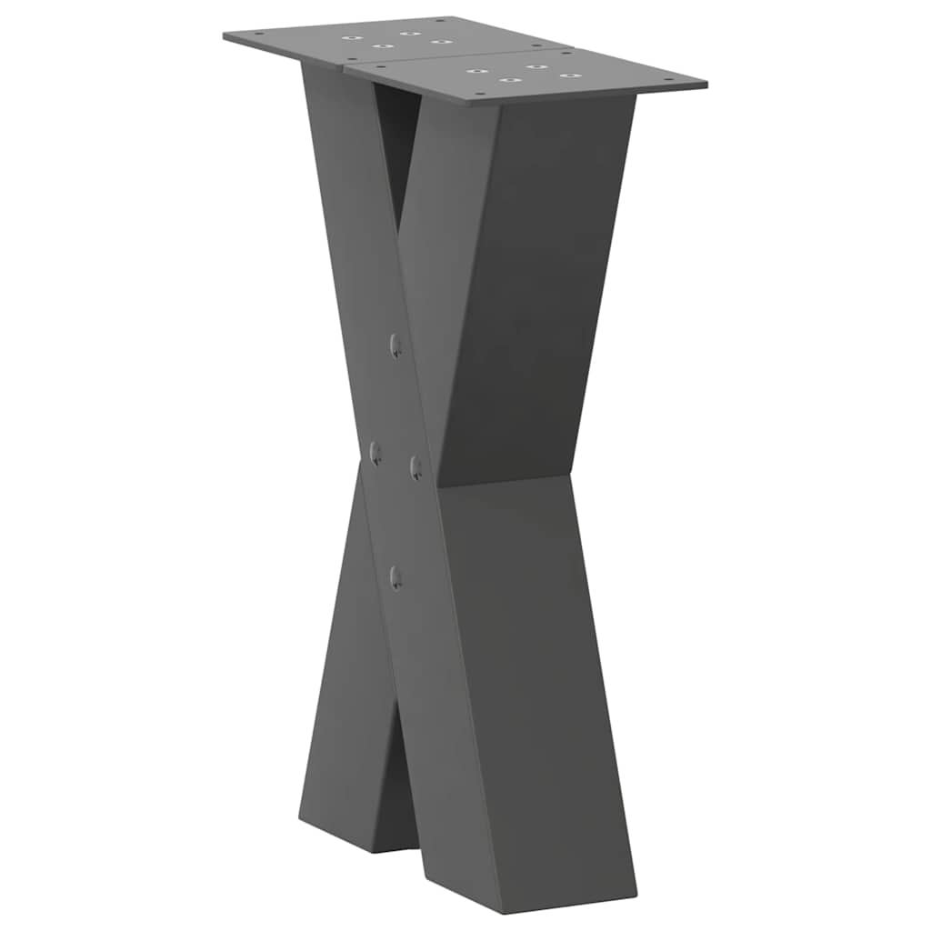 Anthracite Steel X-Shaped Coffee Table Legs 2pcs, Adjustable 28cm