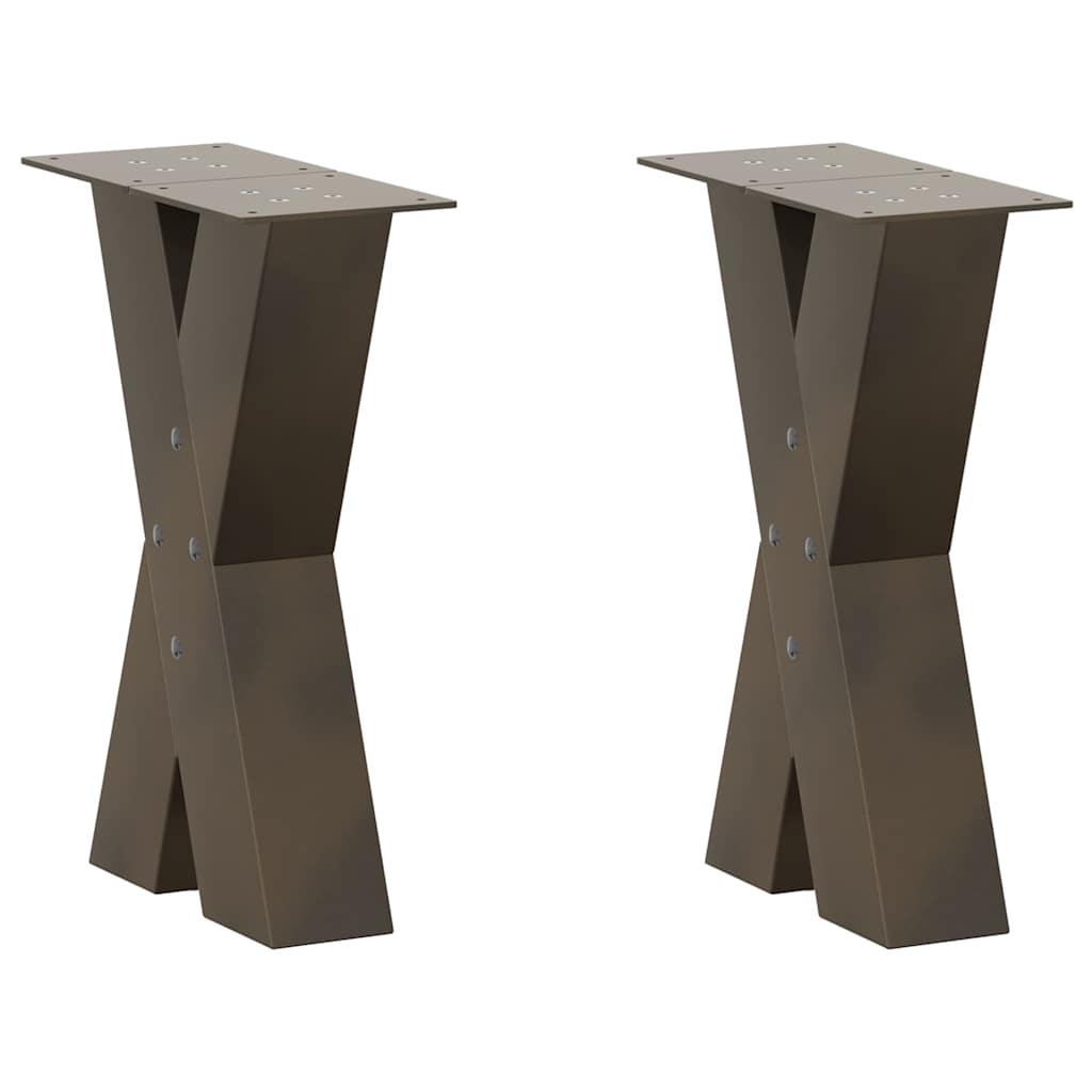 X-Shaped Natural Steel Coffee Table Legs, 2 pcs, 28x(42-43) cm