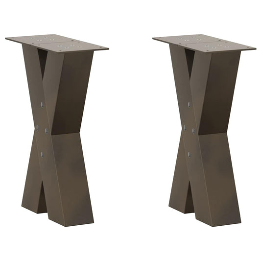 X-Shaped Natural Steel Coffee Table Legs, 2 pcs, 28x(42-43) cm