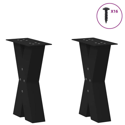 Black Steel X-Shaped Coffee Table Legs 2 pcs 38x(42-43) cm