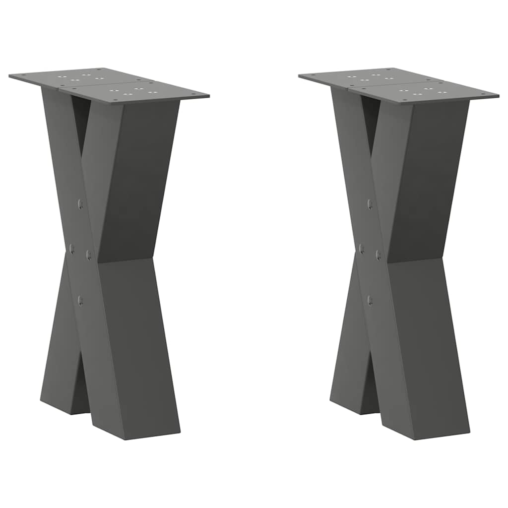 Anthracite Steel X-Shaped Coffee Table Legs 2 Pcs (38x42-43 cm)