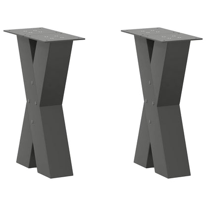 Anthracite Steel X-Shaped Coffee Table Legs 2 Pcs (38x42-43 cm)