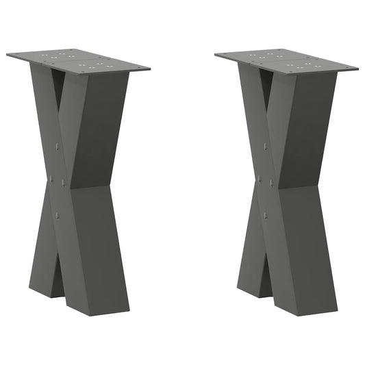 Anthracite Steel X-Shaped Coffee Table Legs 2 Pcs (38x42-43 cm)