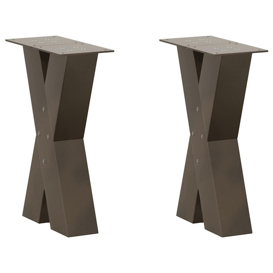 Natural Steel X-Shaped Coffee Table Legs 2 pcs, Adjustable 38x42-43 cm