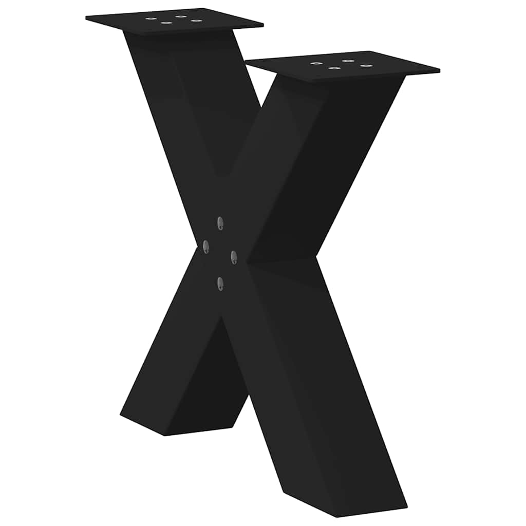 Black Steel X-Shaped Coffee Table Legs, 2pcs, Adjustable 50x42-43 cm
