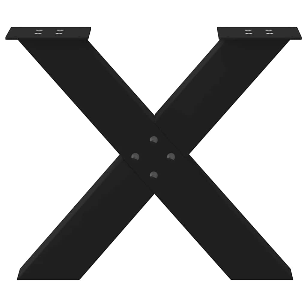 Black Steel X-Shaped Coffee Table Legs, 2pcs, Adjustable 50x42-43 cm