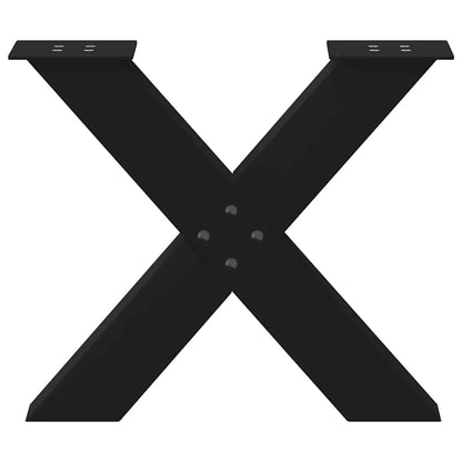 Black Steel X-Shaped Coffee Table Legs, 2pcs, Adjustable 50x42-43 cm