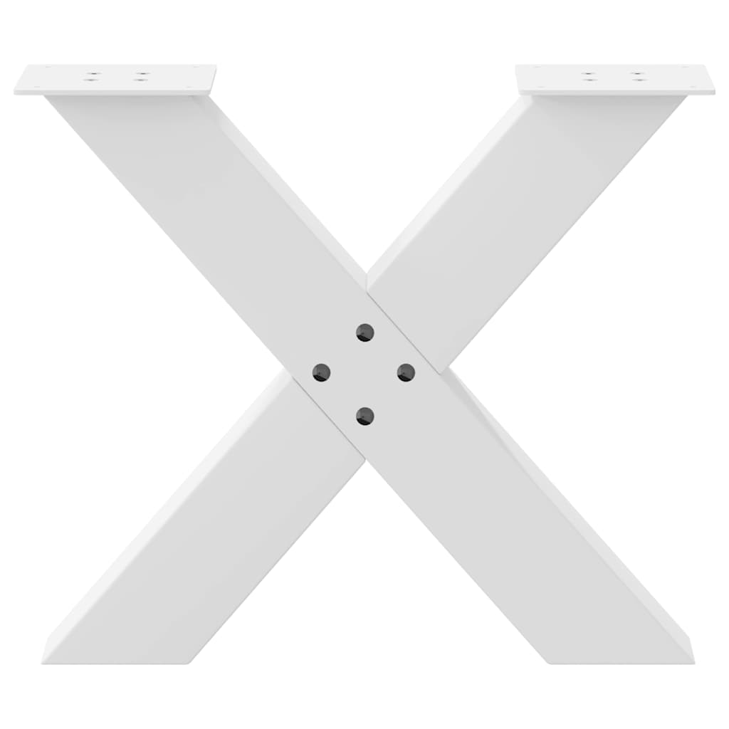 White X-Shaped Steel Coffee Table Legs, 2 pcs, Adjustable Height