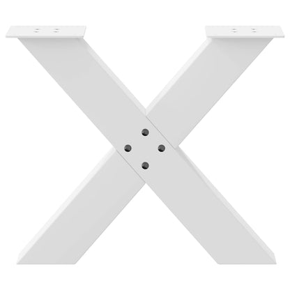 White X-Shaped Steel Coffee Table Legs, 2 pcs, Adjustable Height