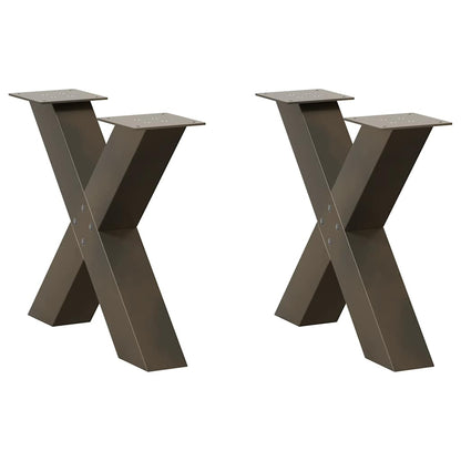 X-Shaped Steel Coffee Table Legs, Natural Finish, 2 pcs, Adjustable