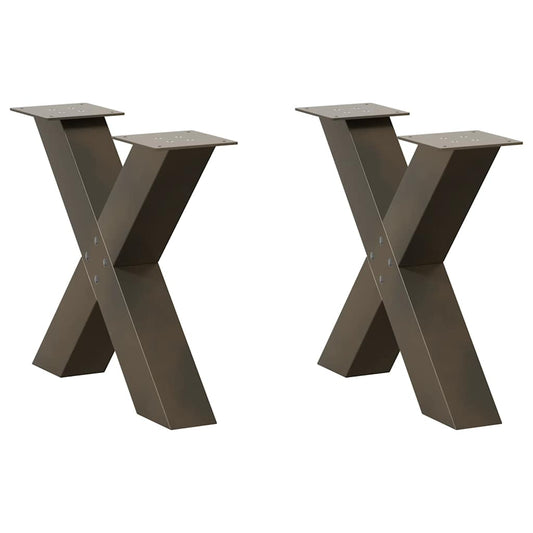 X-Shaped Steel Coffee Table Legs, Natural Finish, 2 pcs, Adjustable