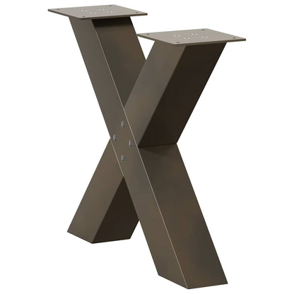 X-Shaped Steel Coffee Table Legs, Natural Finish, 2 pcs, Adjustable