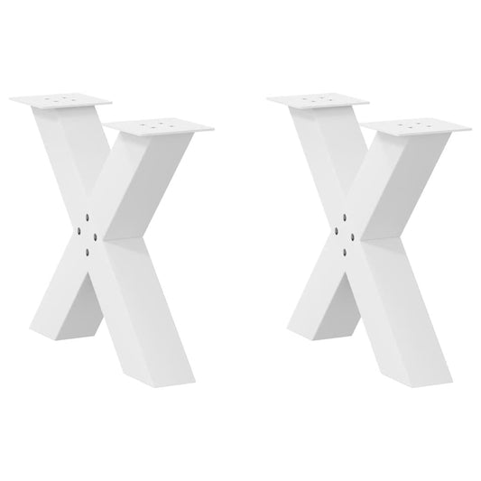 White X-Shaped Steel Coffee Table Legs, 2 Pcs, 60x(42-43) cm